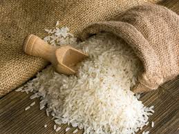 Rice in a jute bag